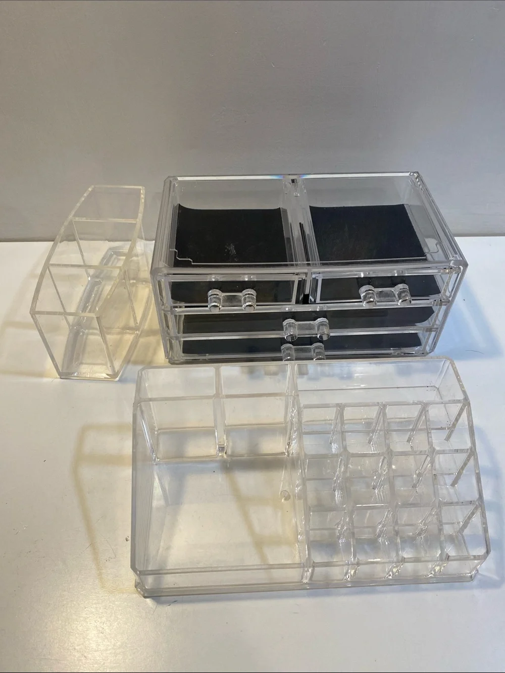 Clear Acrylic Cosmetic Organizer with Drawers and Compartments